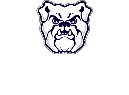 皇冠投注 University logo. Bulldog head above word mark